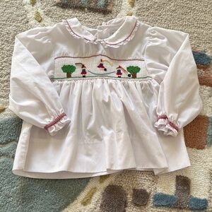 Petit Ami White Blouse with Red Trim